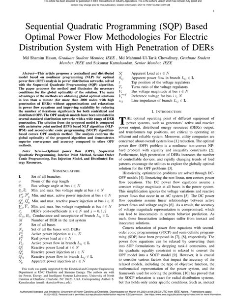 PDF Sequential Quadratic Programming SQP Based Optimal Power Flow