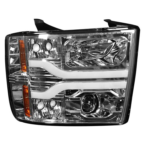 Recon Chevy Silverado Chrome Led Drl Bar Halo Projector