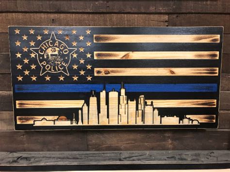 Chicago Police American Flag, Custom Wood Flag, Personalized Wood Flag - Etsy