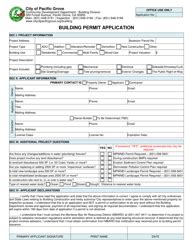 City Of Pacific Grove California Building Permit Application Fill