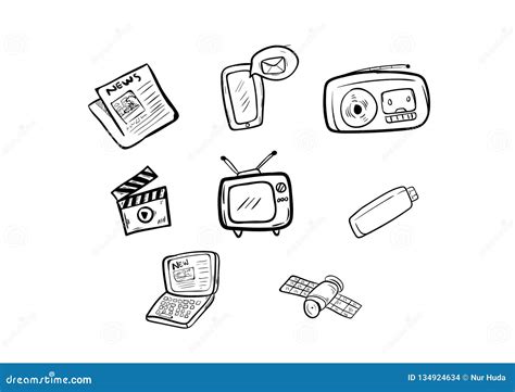 Media Doodle Icon Vector Drawing Stock Illustration Illustration Of