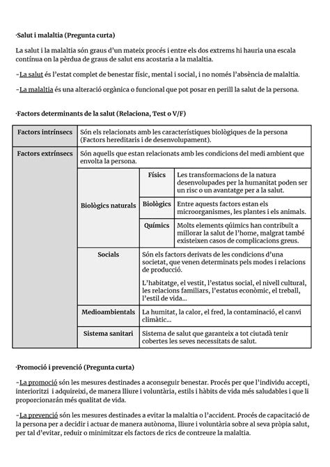 Preparaci Prova Evaluaci Salut I Malaltia Salut I Malaltia