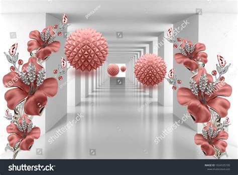 3d Wallpaper Abstract Tunnel Flowers Stock Illustration 1924535195 ...