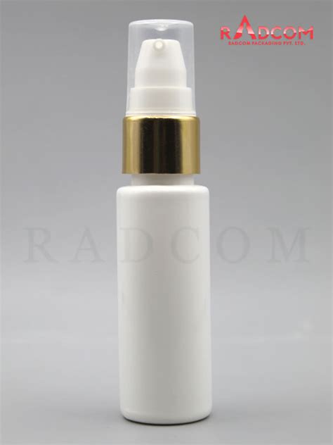 Ml Tulip Opaque White Pet Bottle With White Nozzle Pump With Golden