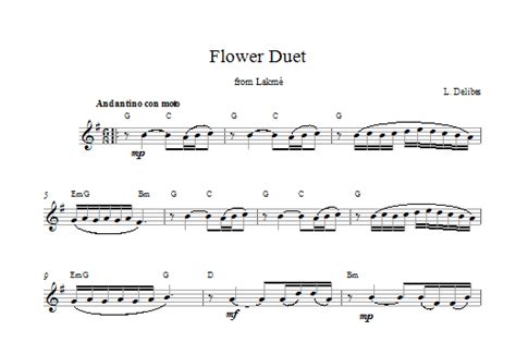 Leo Delibes Flower Duet Sheet Music And Chords For Piano Solo Download Pdf Score 2