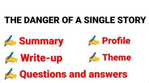 The Danger Of A Single Story Th English Profile Write Up Question