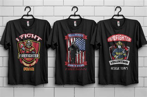 Fire Fighter T Shirt Designs Bundle On Behance