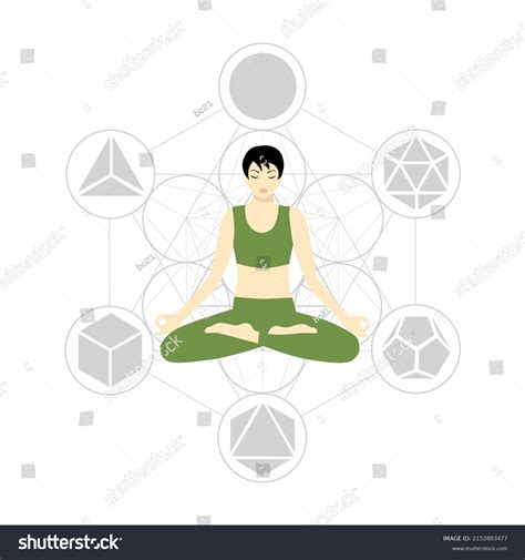 Abstract Meditative Women Sacred Geometry Behind Stock Vector Royalty