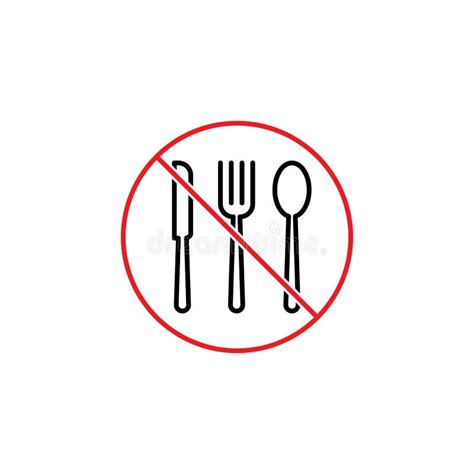 Eat Sign Icon Cutlery Symbol Fork And Spoon Red Prohibited Sign Stop Symbol Stock