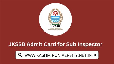 JKSSB Release Of Admit Card For JKP Sub Inspector Posts Heres How To