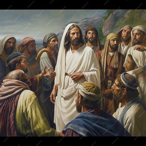 Premium Ai Image Jesus Christ Talking To People Oil Painting