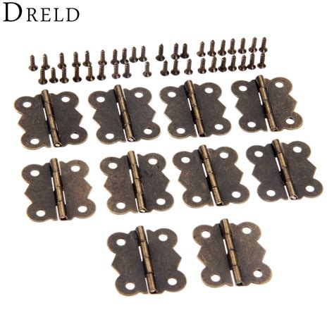 Dreld 10pcs Iron Cabinet Hinges Jewelry Wooden Boxes 4 Hole Butterfly