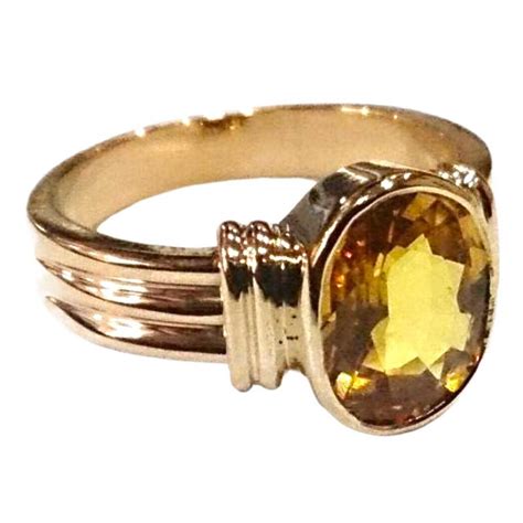 Fine Flawless 4 5 Ct Certified Yellow Sapphire Ring In 18k Gold Gleam