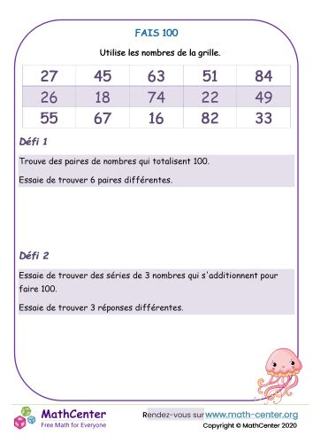 Fais Fiches De Travail Math Center