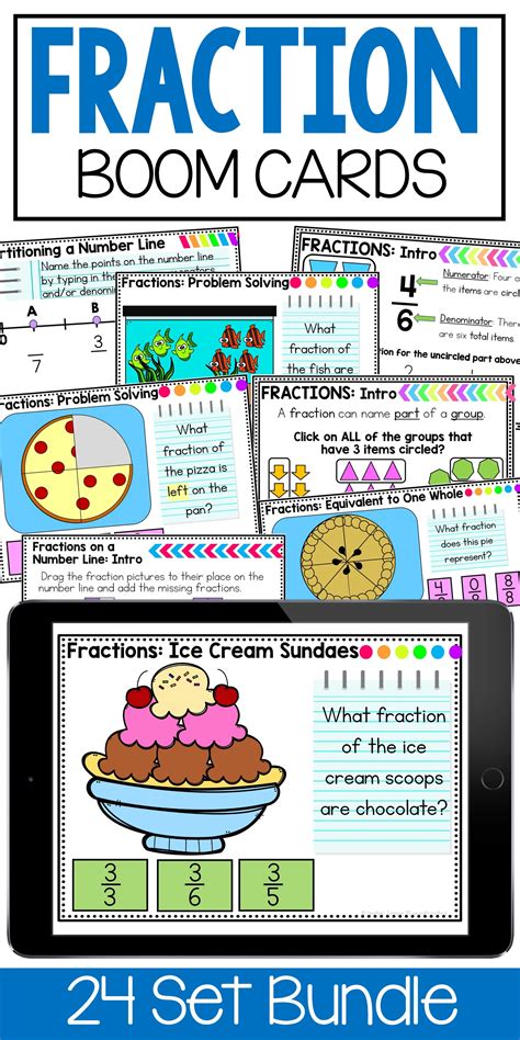 Boom Cards Fractions Bundle Learning Fractions Elementary Printables