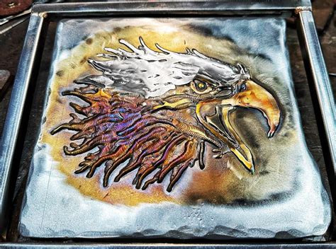 American Bald Eagle Tattooed Metal Relief Sculpture - Brown Dog Welding ...