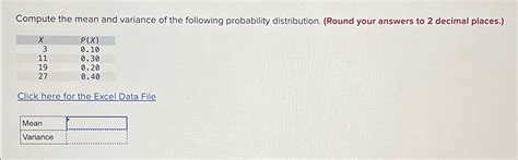 Solved Compute The Mean And Variance Of The Following Chegg