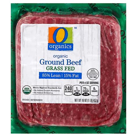 O Organics 85 Lean 15 Fat Ground Beef 16 Oz Albertsons