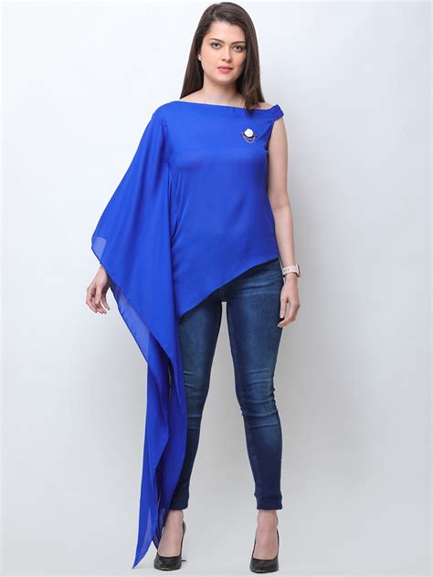 Buy Cation Blue Solid Top Tops For Women 9844517 Myntra