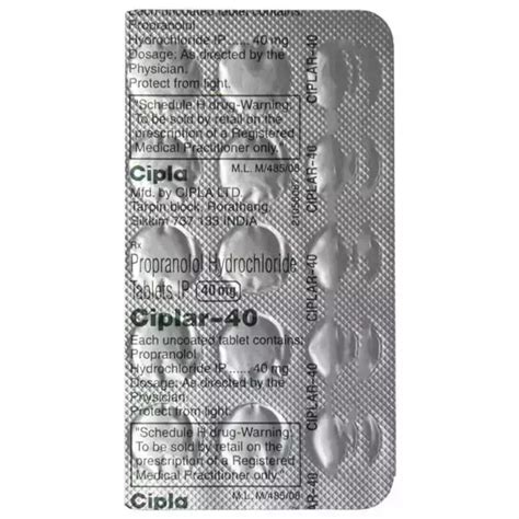 Ciplar 40 Tablet Uses Price Dosage Side Effects Substitute Buy Online