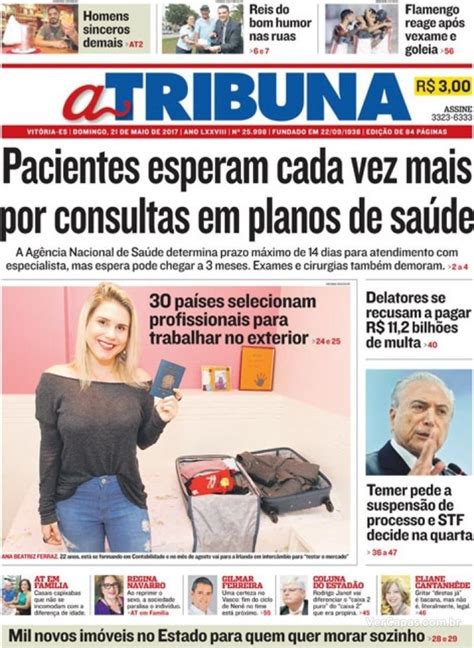 Capa A Tribuna Edição Domingo 21 de Maio de 2017