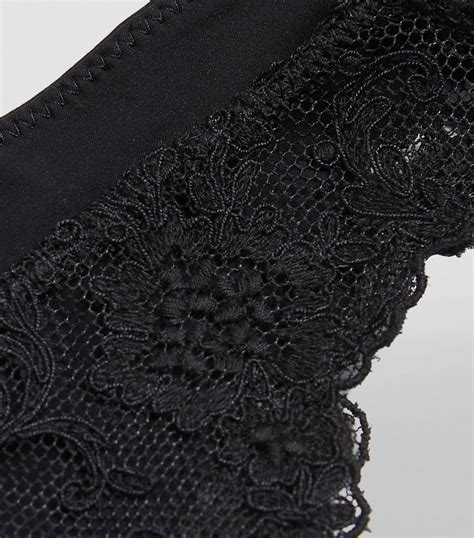 Womens La Perla Black Embroidered Rugiada Tulle Thong Harrods Uk