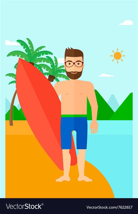 Surfer Holding Surfboard Royalty Free Vector Image