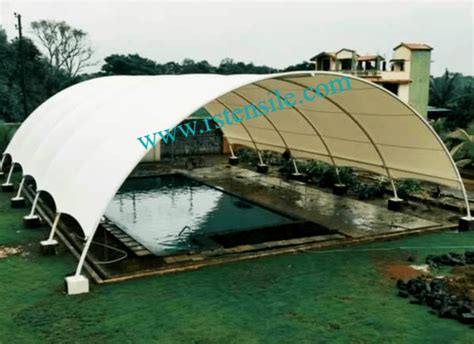 Tensile Fabric Pvc Pyramid Car Parking Roofing Structure Paint Coated