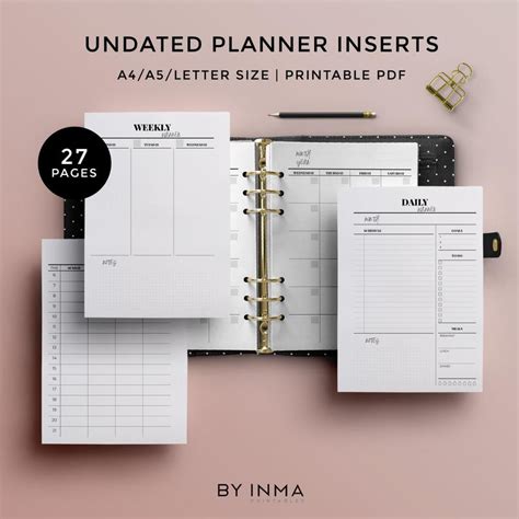 Planner Printable Weekly Happy Planner Inserts Minimalist Filofax A