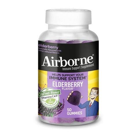 Airborne Elderberry Zinc Vitamin C Gummies For Adults Immune