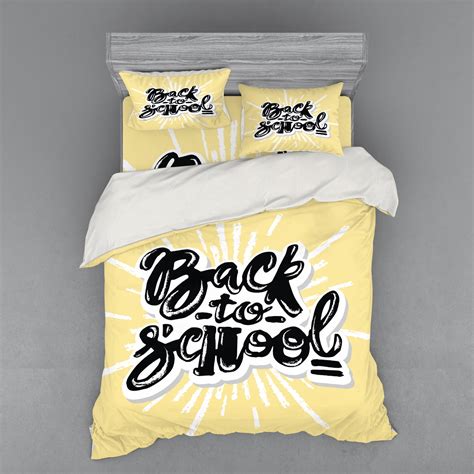 Saying Duvet Cover Set Chalky Graffiti Style Back To School Lettering