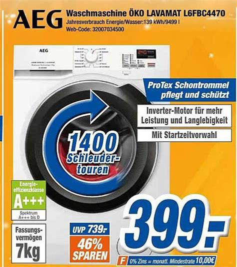 Aeg Waschmaschine öko Lavamat L6fbc4470 Angebot bei Expert