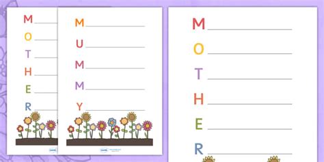 Acrostic Mother S Day Poem Twinkl