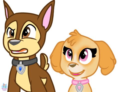 Safe Artist Rainbow Eevee Chase Paw Patrol Skye Paw