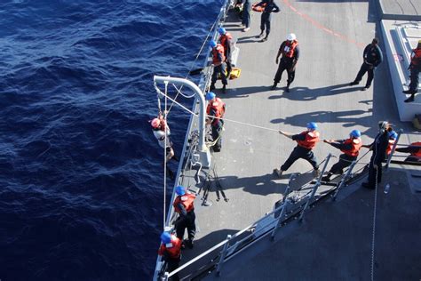 Dvids Images U S Navy Sailors Recover A Simulated Man Overboard