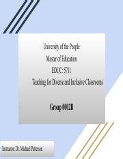 SUBMIT Diverse And Inclusive Classrooms EDUC 5711 Group 0002B 2 Pdf