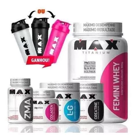 Suplemento En C Psulas Max Titanium Kit Whey Femini Bcaa Zma