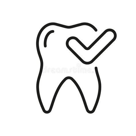 Tooth With Checkmark Line Icon Healthy Teeth Concept Check Oral