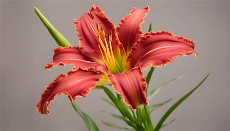 Premium Photo Red Daylily Plant Flower On Isolated Background