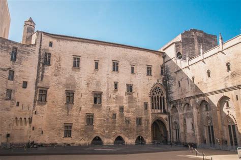 Walls Of The Papal Palace From The Courtyard Editorial Stock Photo