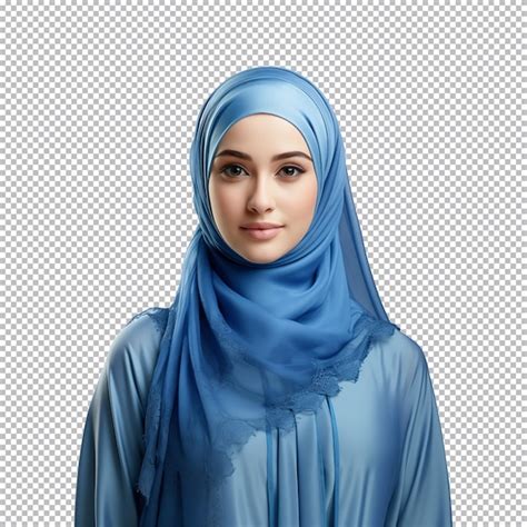 Premium Psd Portrait Of A Muslim Woman Wearing A Blue Hijab Isolated