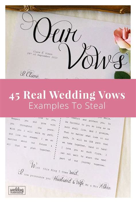 45 Real Wedding Vows Examples To Steal The Best Quotes Real Wedding Vows Wedding Vows Vow