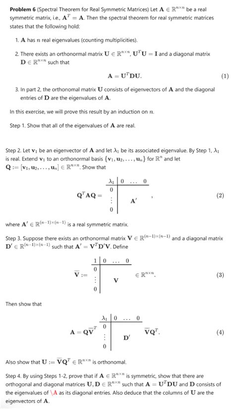 Problem 6 Spectral Theorem For Real Symmetric Chegg