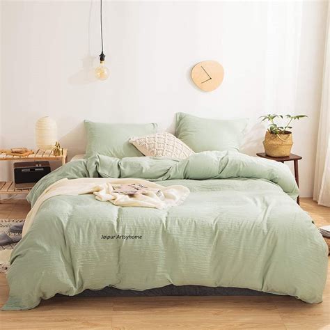 Sage Green Color Cotton Duvet Cover Set Organic Duvet Cover Etsy Canada