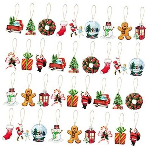 Haooryx Pcs Christmas Wooden Hanging Ornaments Santa Snowman Vintage