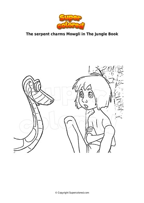 Coloring Page The Serpent Charms Mowgli In The Jungle Book