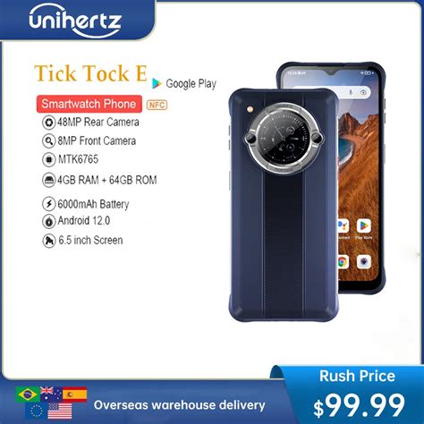 Unihertz Smartphone Ticktock E 4 Go 64 Go D Bloqu T L Phone Portable