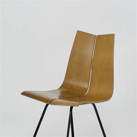 Vintage “ga” Model Chair In Black Lacquered Metal And Plywood By Hans Bellmann For Horgenglarus