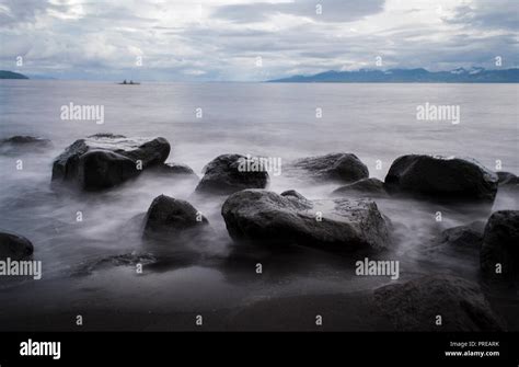 Black Sand Beach Around Sto Domingo Albay Stock Photo Alamy