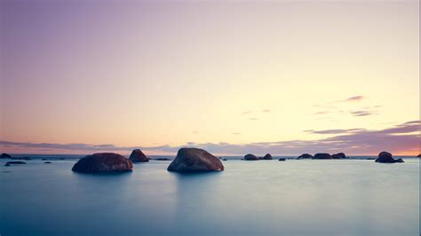 Wallpaper Sunlight Sunset Sea Bay Rock Nature Shore Reflection